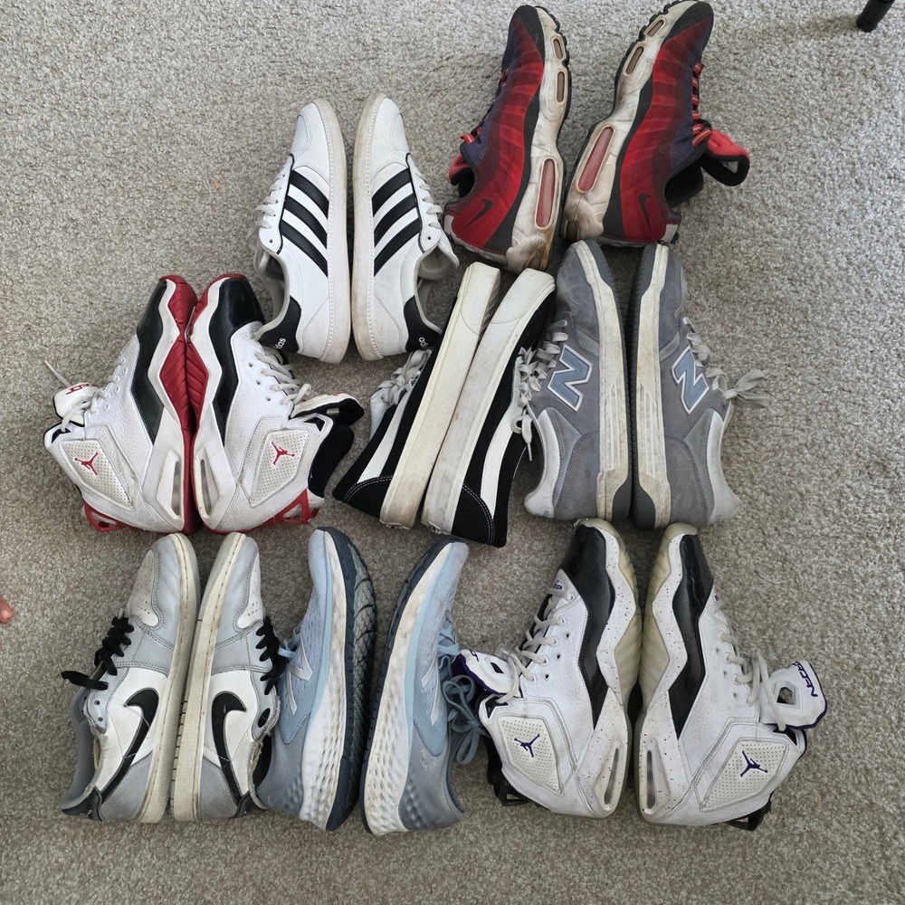 Bulk Lot 8 Pairs Mens Sneakers Nike Jordan Adidas New Balance Vans Mixed Sizes